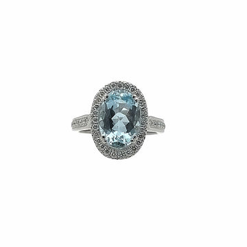 Oval Halo Aquamarine ring